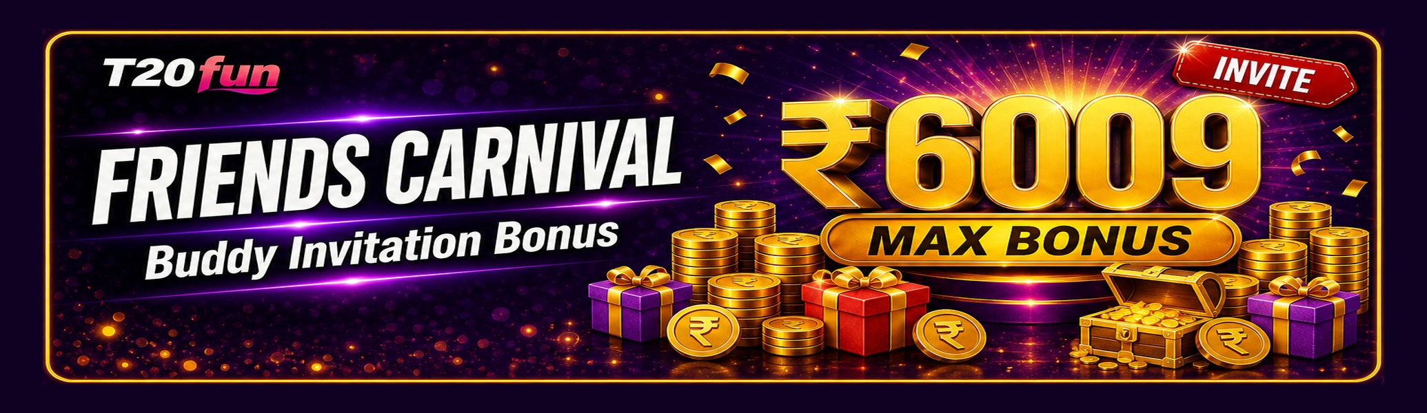 T20fun Friends Carnival buddy invitation bonus up to Rs6009