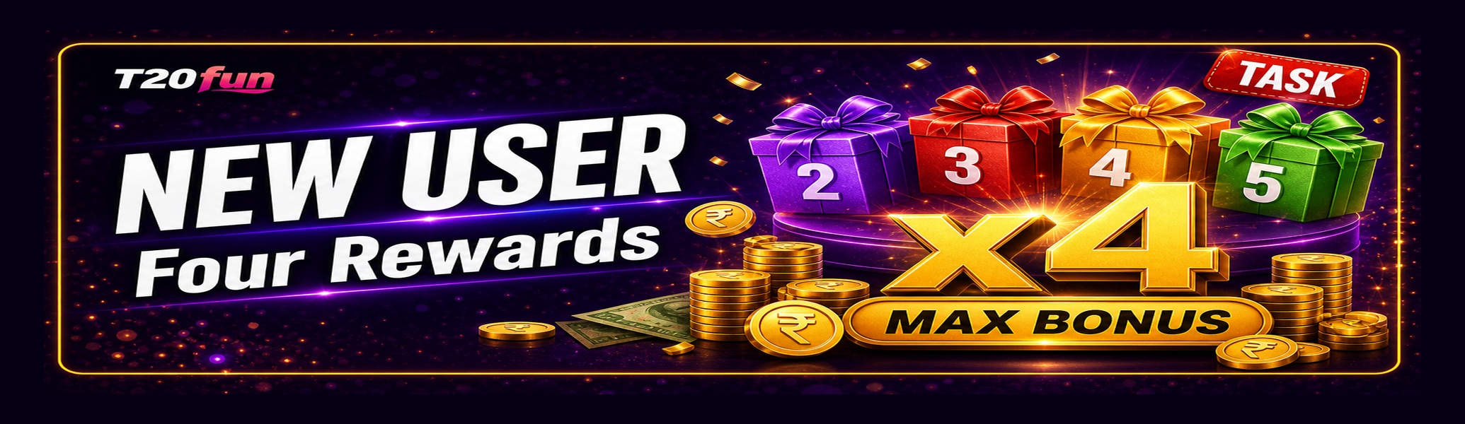 T20fun new user four rewards on 2nd to 5th deposits